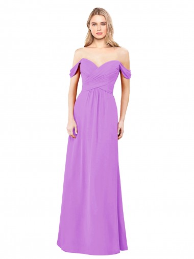 Soft Chiffon A-Line Long Sleeveless Violet Bridesmaid Gowns Glasgow