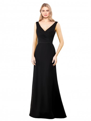Soft Chiffon A-Line Long Sleeveless V-Back Prom Dress / Bridesmaid Dress Glasgow