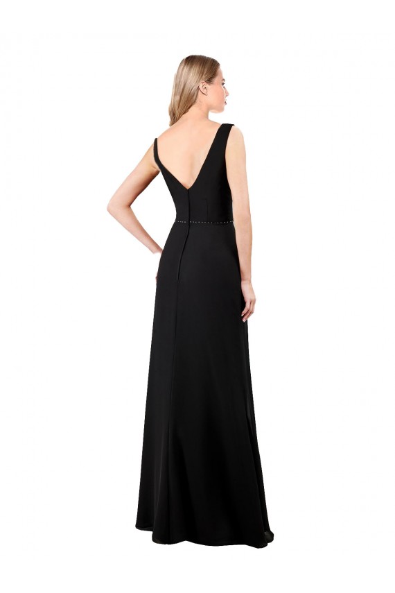 Soft Chiffon A-Line Long Sleeveless V-Back Prom Dress / Bridesmaid Dress Glasgow