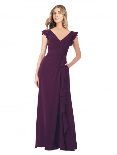 Soft Chiffon A-Line Cap Sleeves Grape Formal Dress / Bridesmaid Dress Glasgow