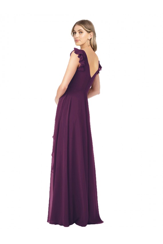 Soft Chiffon A-Line Cap Sleeves Grape Formal Dress / Bridesmaid Dress Glasgow