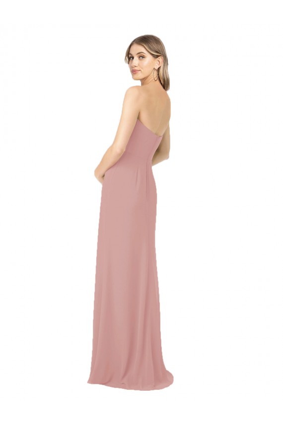 Soft Chiffon Sheath Long Sleeveless Dusty Pink Bridesmaid Dress Glasgow