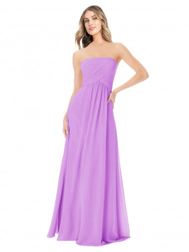 Soft Chiffon A-Line Long Sleeveless Violet Bridesmaid Dress Glasgow