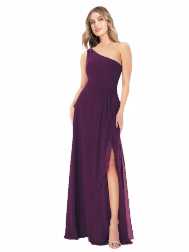 Soft Chiffon A-Line Long Sleeveless Grape Formal Dress / Bridesmaid Dress Glasgow