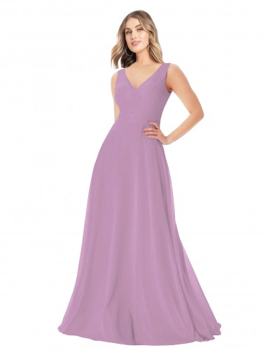 Soft Chiffon A-Line Sleeveless Dark Lavender Bridal Party Dress Glasgow
