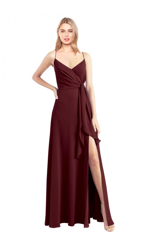 Chiffon A-Line Long Floor Length Sleeveless Low Back Side Slit Bridesmaid Dresses Glasgow