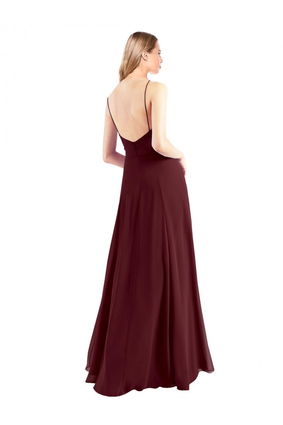 Chiffon A-Line Long Floor Length Sleeveless Low Back Side Slit Bridesmaid Dresses Glasgow