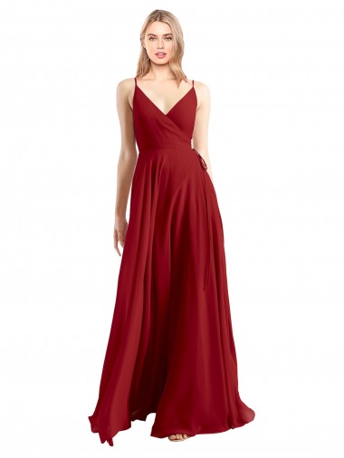Luxe Chiffon A-Line Long Sleeveless V-Back Bridesmaid Dress Glasgow