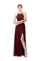 Soft Chiffon A-Line Long Sleeveless Criss Cross Back High Side Slit Bridesmaid Dresses Glasgow