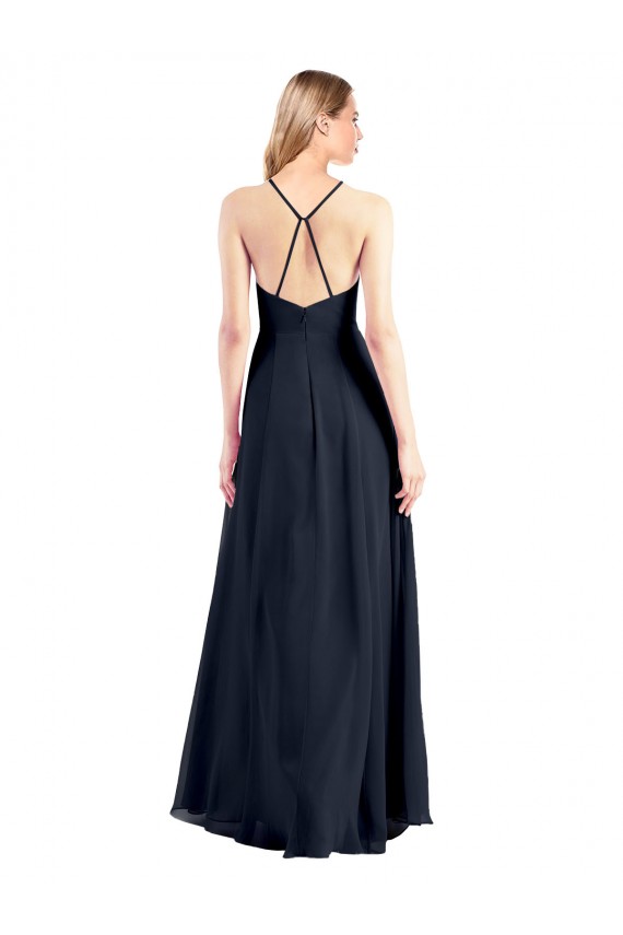 Soft Chiffon A-Line Long Sleeveless Criss Cross Back Prom Dress / Bridesmaid Dress Glasgow