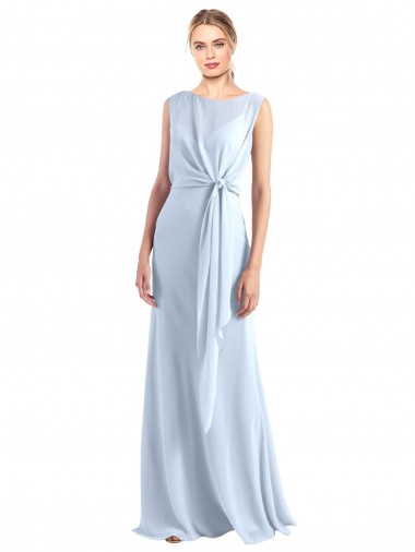 Chiffon A-Line Long Sleeveless Light Sky Blue Keyhole Back Bridesmaid Dress / Evening Gowns Glasgow