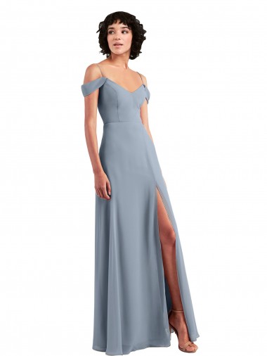 Chiffon A-Line Long Sleeveless High Side Slit Bridesmaid Dresses Glasgow