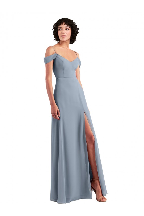 Chiffon A-Line Long Sleeveless High Side Slit Bridesmaid Dresses Glasgow