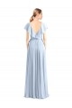 Soft Chiffon A-Line Flutter Sleeves Royal Blue Bridesmaid Dress Glasgow