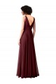 Soft Chiffon A-Line Long Sleeveless Burgundy Gold V-Back Bridesmaid Dress Glasgow