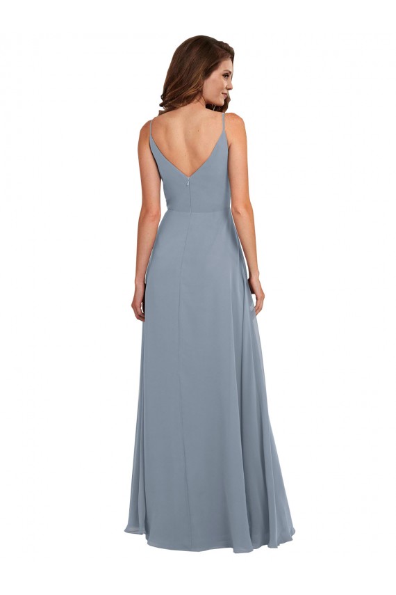 Soft Chiffon Long Sleeveless Cowl Neck V-Back Bridesmaid Dresses Glasgow