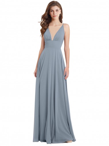Chiffon A-Line Long Sleeveless V-Back Bridesmaid Dress / Evening Gowns Glasgow