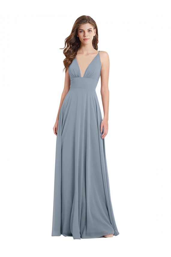 Chiffon A-Line Long Sleeveless V-Back Bridesmaid Dress / Evening Gowns Glasgow