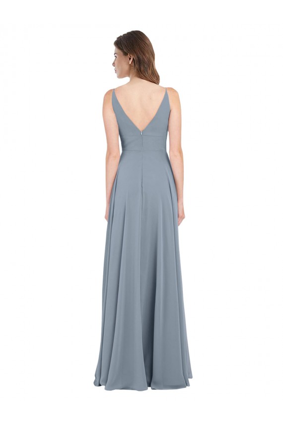 Chiffon A-Line Long Sleeveless V-Back Bridesmaid Dress / Evening Gowns Glasgow