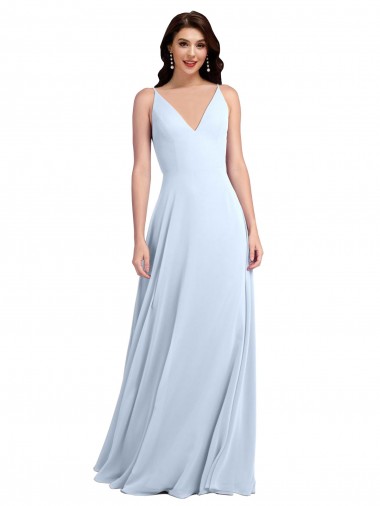 Soft Chiffon A-Line Long Sleeveless Keyhole Back Evening Dress / Bridesmaid Dress Glasgow