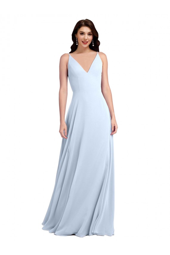 Soft Chiffon A-Line Long Sleeveless Keyhole Back Evening Dress / Bridesmaid Dress Glasgow