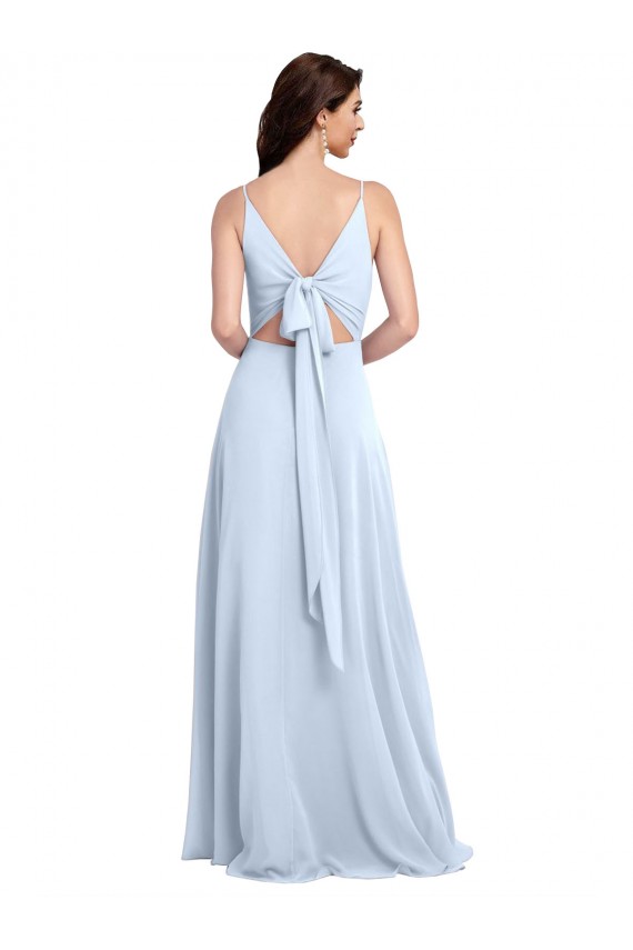 Soft Chiffon A-Line Long Sleeveless Keyhole Back Evening Dress / Bridesmaid Dress Glasgow