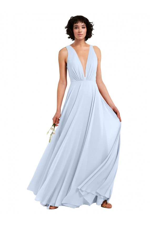 Soft Chiffon A-Line Long Light Sky Blue Bridesmaid Dresses Glasgow