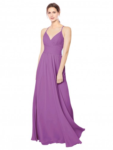 Soft Chiffon A-Line Long Sleeveless Criss Cross Back Dahlia Bridesmaid Dresses Glasgow