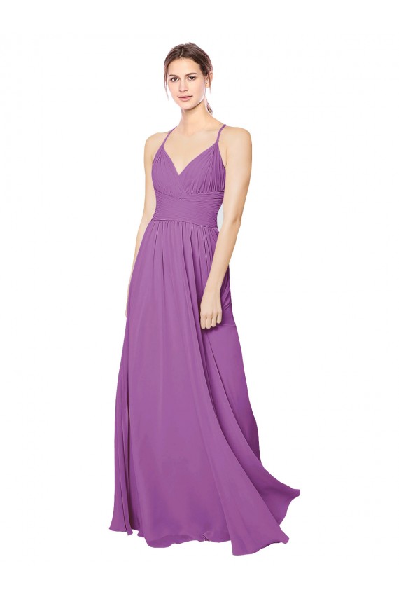 Soft Chiffon A-Line Long Sleeveless Criss Cross Back Dahlia Bridesmaid Dresses Glasgow
