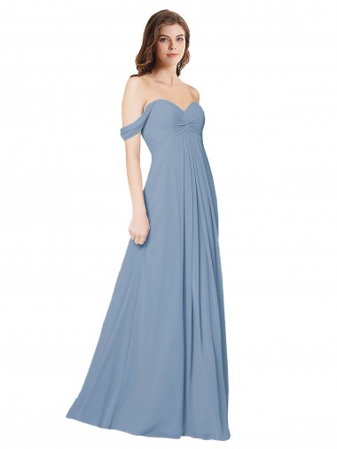 Chiffon A-Line Long Sleeveless Low Back Wedding Party Dress Glasgow