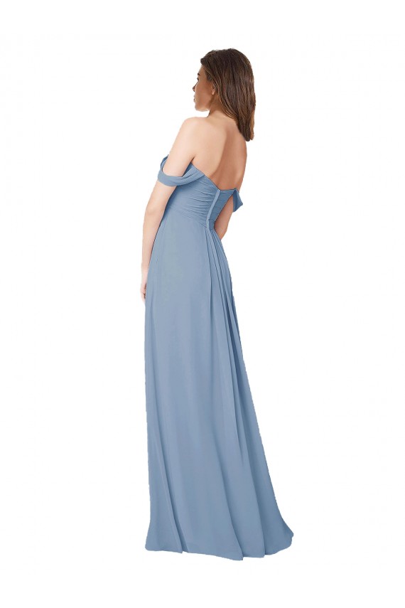 Chiffon A-Line Long Sleeveless Low Back Wedding Party Dress Glasgow