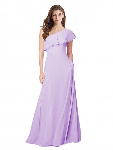 Soft Chiffon A-Line Long Sleeveless Lilac Bridesmaid Dress Glasgow