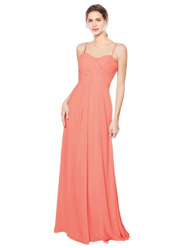 Soft Chiffon A-Line Long Coral Open Back Bridesmaid Dress Glasgow