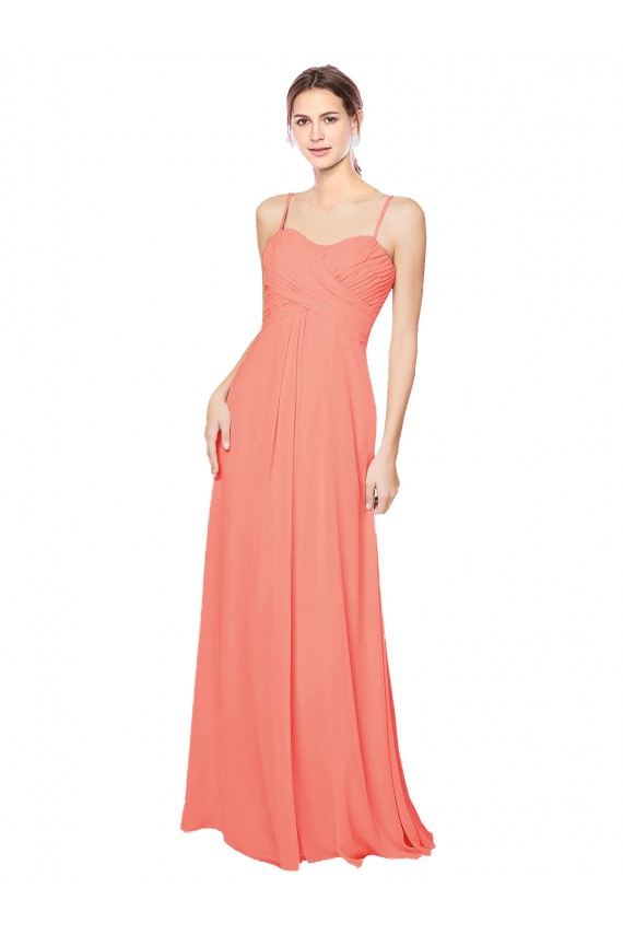 Soft Chiffon A-Line Long Coral Open Back Bridesmaid Dress Glasgow