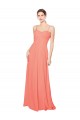 Soft Chiffon A-Line Long Coral Open Back Bridesmaid Dress Glasgow