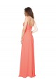 Soft Chiffon A-Line Long Coral Open Back Bridesmaid Dress Glasgow