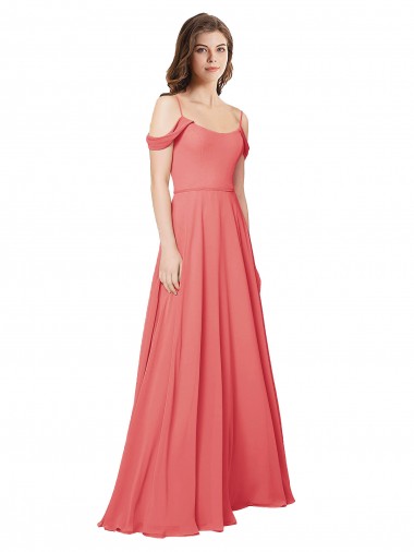 Soft Chiffon A-Line Long Sleeveless Desert Rose Low Back Bridesmaid Dress Glasgow