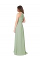Soft Chiffon A-Line Long Sleeveless Smoke Green Keyhole Back Bridesmaid Dress Glasgow