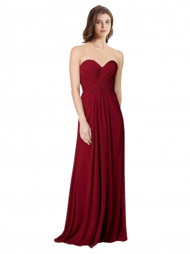 Chiffon A-Line Long Floor Length Sleeveless Open Back Burgundy Bridesmaid Dresses Glasgow