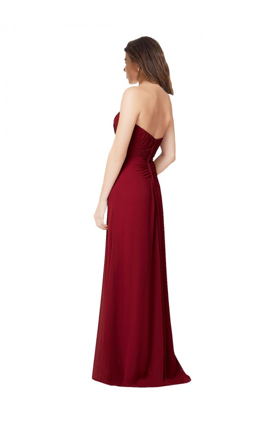 Chiffon A-Line Long Floor Length Sleeveless Open Back Burgundy Bridesmaid Dresses Glasgow