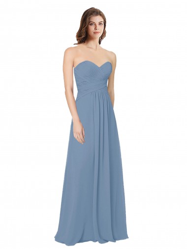 Chiffon A-Line Sleeveless Dusty Blue Bridesmaid Dress / Evening Gowns Glasgow