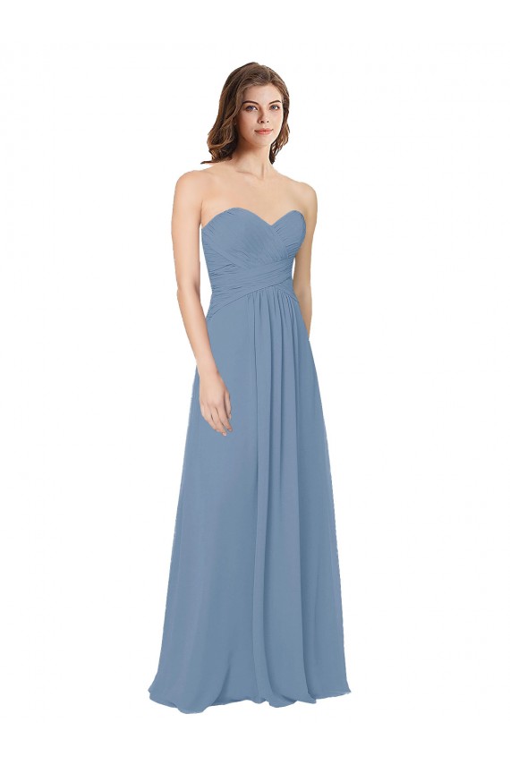Chiffon A-Line Sleeveless Dusty Blue Bridesmaid Dress / Evening Gowns Glasgow