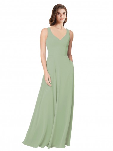 Soft Chiffon A-Line Long Sleeveless Open Back Formal Dress / Bridesmaid Dress Glasgow