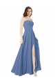 Soft Chiffon A-Line Long Sleeveless Open Back Front Slit Bridesmaid Dresses Glasgow