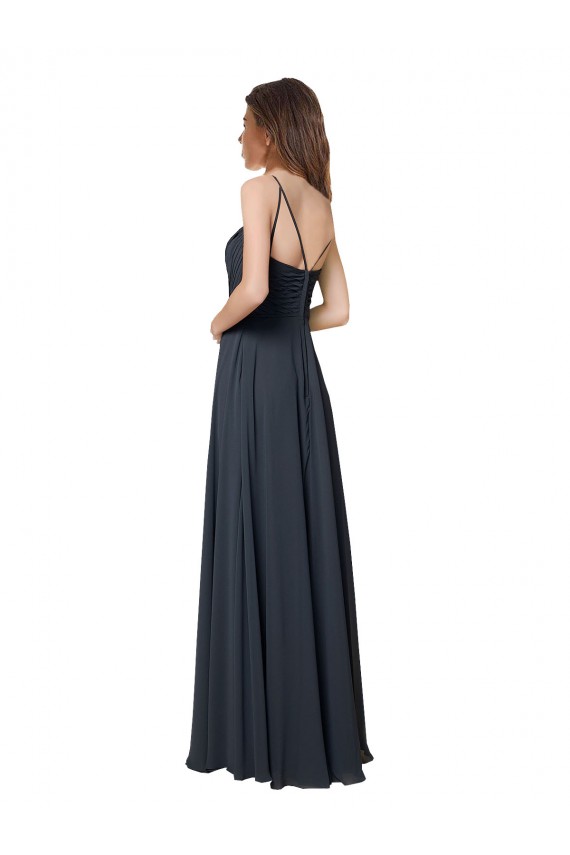 Soft Chiffon A-Line Long Sleeveless Criss Cross Open Back Bridesmaid Dress Glasgow