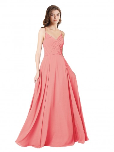 Soft Chiffon A-Line Long Sleeveless Criss Cross Open Back Bridesmaid Dress Glasgow
