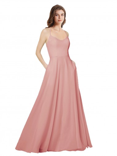 Soft Chiffon A-Line Long Sleeveless Criss Cross Open Back Bliss Pink Bridesmaid Dresses Glasgow