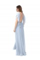 Soft Chiffon A-Line Long Flutter Sleeves Open Back Bridesmaid Dress / Formal Dress Glasgow