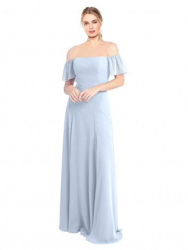 Soft Chiffon A-Line Long Flutter Sleeves V-Back Formal Dress / Bridesmaid Dress Glasgow