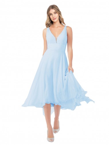 Soft Chiffon A-Line Midi Length Sleeveless Keyhole Back Bridesmaid Dress Glasgow